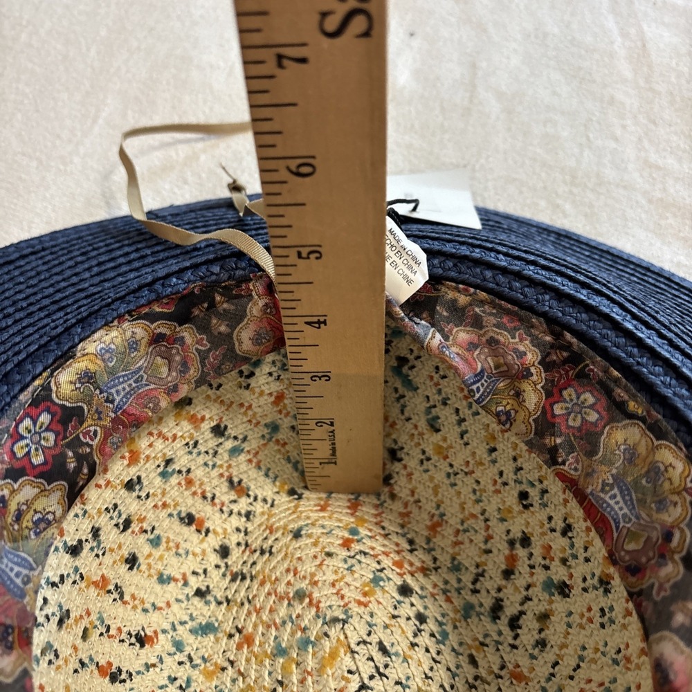 Giovannio New York Blue Multicolor Speckled Sun Hat Wide Brim Paper Beach Cruise - Picture 11 of 11